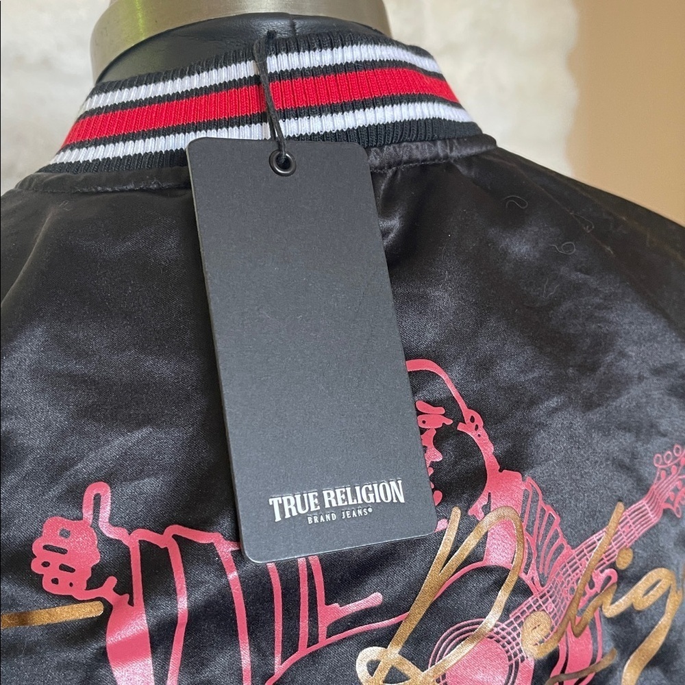 True Religion Black Varsity Jacket with Red and White Trim nwt - Picture 8 of 10